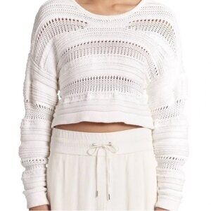 Helmut Lang Textured Crop Loose Knit Sweater